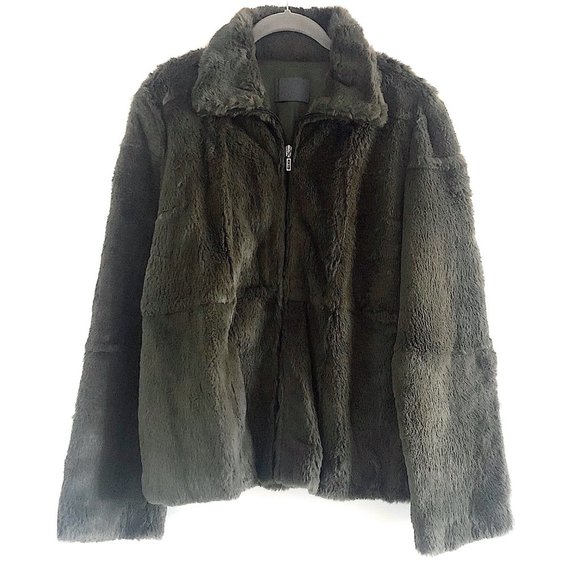 New York Industrie Jackets & Blazers - Sheared Rabbit Fur Jacket by New York Industrie in Olive Green